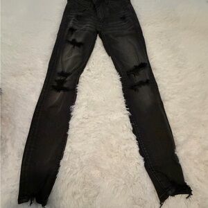 American Eagle Outfitters Black Distressed Skinny Jeans